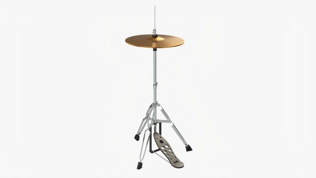 Hi-Hat Cymbals On Stand 3D Модель .c4d .max .obj .3ds .fbx .stl .blend 