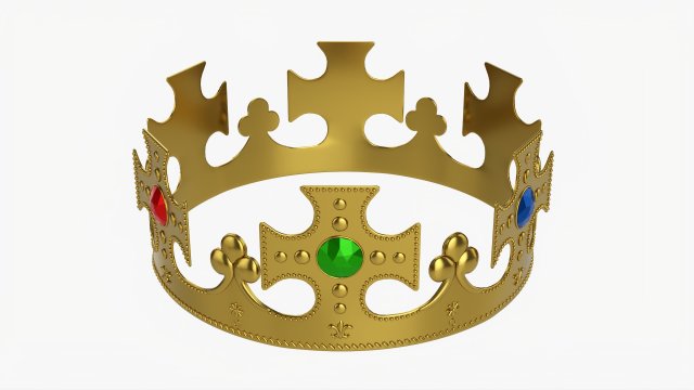 King Crown With Jewels 3D Model .c4d .max .obj .3ds .fbx .lwo .lw .lws
