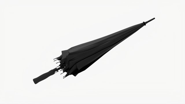Large Automatic Umbrella Black Folded Model 3D .c4d .max .obj .3ds .fbx .stl .blend 