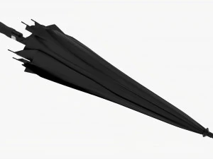 大型自动伞黑色折叠 3D 模型