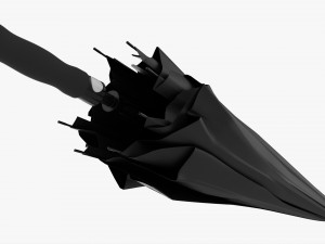 Large Automatic Umbrella Black Folded Model 3D