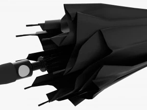大型自动伞黑色折叠 3D 模型