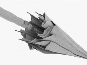 Large Automatic Umbrella Black Folded Model 3D