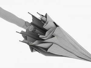 大型自动伞黑色折叠 3D 模型