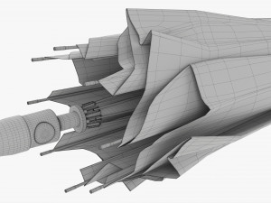 Large Automatic Umbrella Black Folded Model 3D