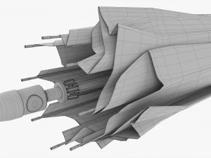 大型自动伞黑色折叠 3D 模型