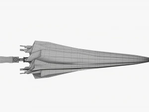 大型自动伞黑色折叠 3D 模型
