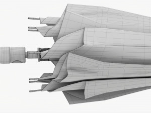 Large Automatic Umbrella Black Folded Model 3D