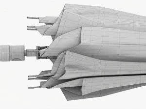 大型自动伞黑色折叠 3D 模型