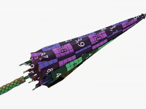 大型自动伞黑色折叠 3D 模型