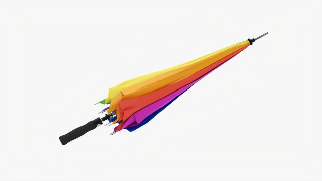 Large Automatic Umbrella Folded Colorful 3D Model .c4d .max .obj .3ds .fbx .stl .blend 