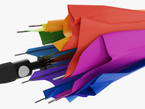 Large Automatic Umbrella Folded Colorful 3D Model