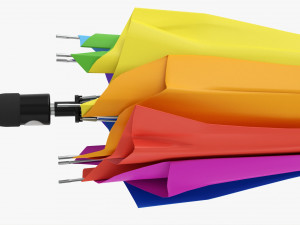 Large Automatic Umbrella Folded Colorful 3D Model