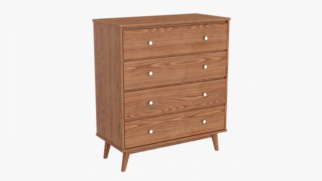 Mid-Century Modern Drawer Chest 3Dモデル .c4d .max .obj .3ds .fbx .stl .blend 