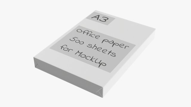 Office Paper A3 500 Sheets Ream 3D मॉडल .c4d .max .obj .3ds .fbx .stl .blend 