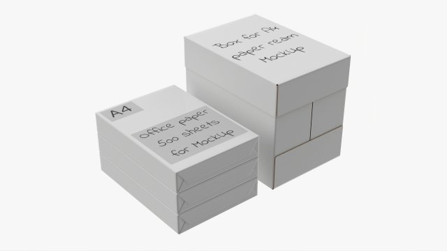 Office Paper A4 5 Reams Box Modello 3D .c4d .max .obj .3ds .fbx .stl .blend 