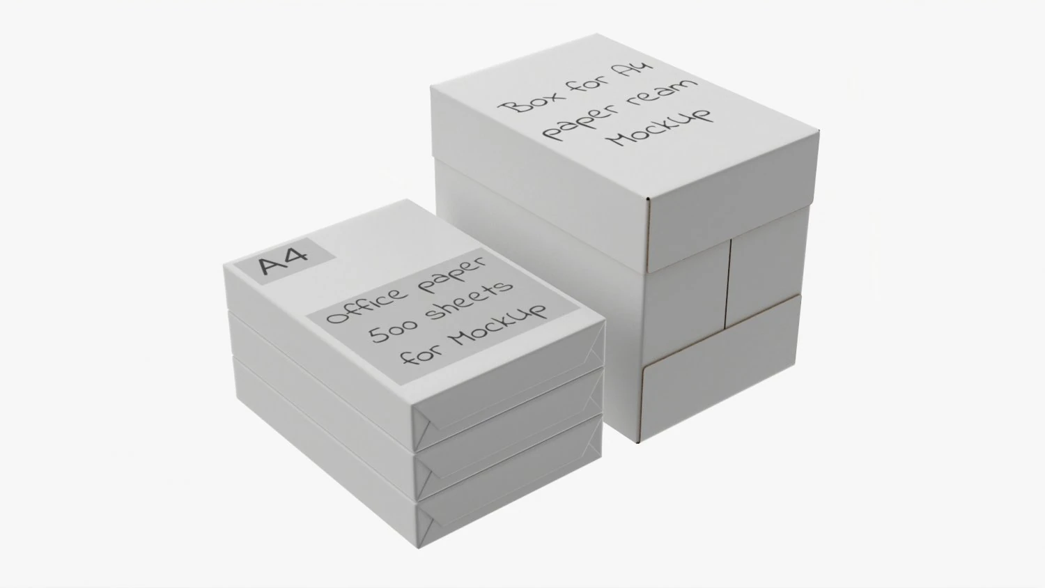 Office Paper A4 5 Reams Box 3D Model .c4d .max .obj .3ds .fbx .stl .blend 