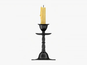 Vecchio Candeliere In Bronzo Con Candela Modello 3D