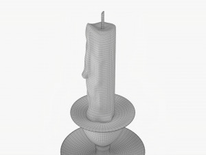 Old Bronze Candlestick With Candle 3Dモデル