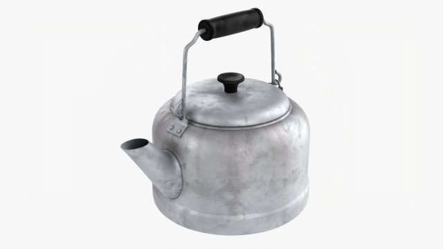 Old Metal Kettle 3D Model .c4d .max .obj .3ds .fbx .stl .blend 