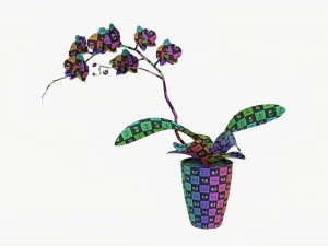 Orchid Flower In Pot 3D Model