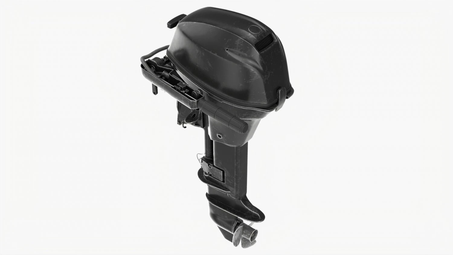 Portable Outboard Boat Motor With Folded Tiller Used 3D Model .c4d .max .obj .3ds .fbx .stl .blend 