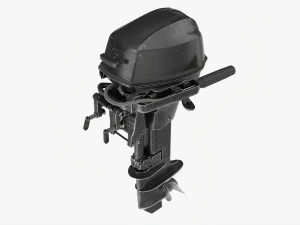 Portable Outboard Boat Motor With Folded Tiller Used 3D Model