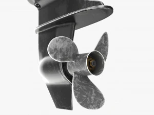Portable Outboard Boat Motor With Folded Tiller Used 3D Model
