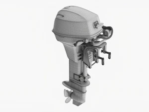 Portable Outboard Boat Motor With Folded Tiller Used 3D Model