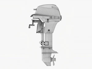 Portable Outboard Boat Motor With Folded Tiller Used 3D Model
