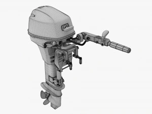 Motor de barco externo port&aacute;til com leme Modelo 3D