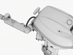 Motor de barco externo port&aacute;til com leme Modelo 3D