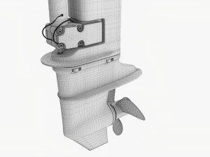 Motor de barco externo port&aacute;til com leme Modelo 3D