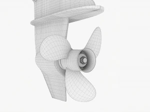 Motor de barco externo port&aacute;til com leme Modelo 3D