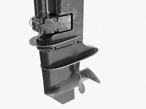 Motor de barco externo port&aacute;til com leme usado Modelo 3D