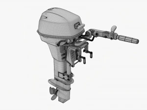 Motor de barco externo port&aacute;til com leme usado Modelo 3D