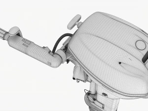 Motor de barco externo port&aacute;til com leme usado Modelo 3D
