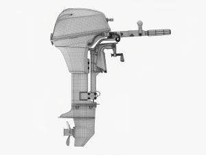 Motor de barco externo port&aacute;til com leme usado Modelo 3D