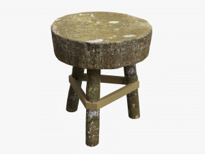Rough Garden Wooden Table 3D Model