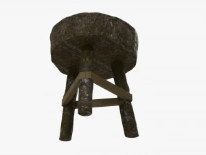 Rough Garden Wooden Table 3D Model