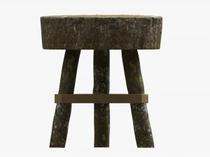 Rough Garden Wooden Table 3D Model