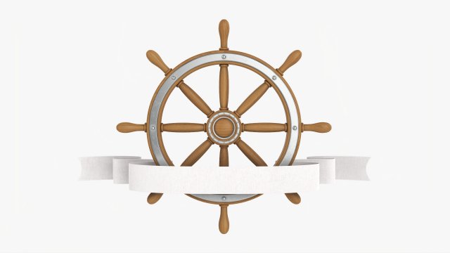 Steering Wheel With Banner 02 3D Модель .c4d .max .obj .3ds .fbx .stl .blend 