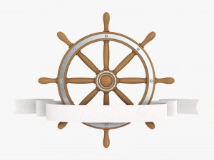 Steering Wheel With Banner 02 3D Model