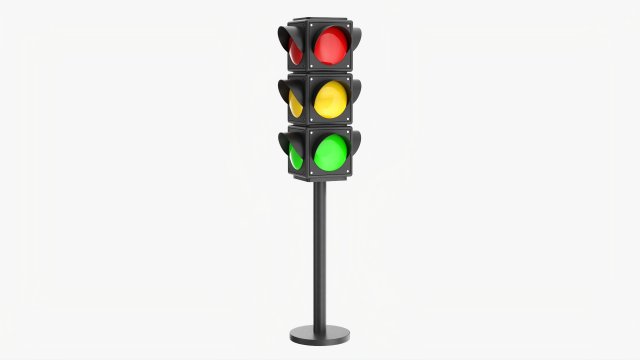 Traffic Lights On Column 3D Модель .c4d .max .obj .3ds .fbx .stl .blend 
