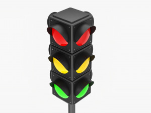 Traffic Lights On Column 3D Модель