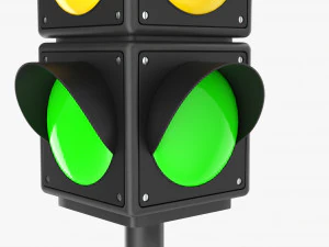 Ampel auf S&auml;ule 3D Modell