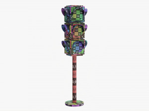 Traffic Lights On Column 3D Модель