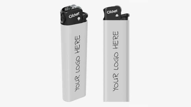 Cricket Flint Pocket Lighter 02 White Mockup Model 3D .c4d .max .obj .3ds .fbx .stl .blend 