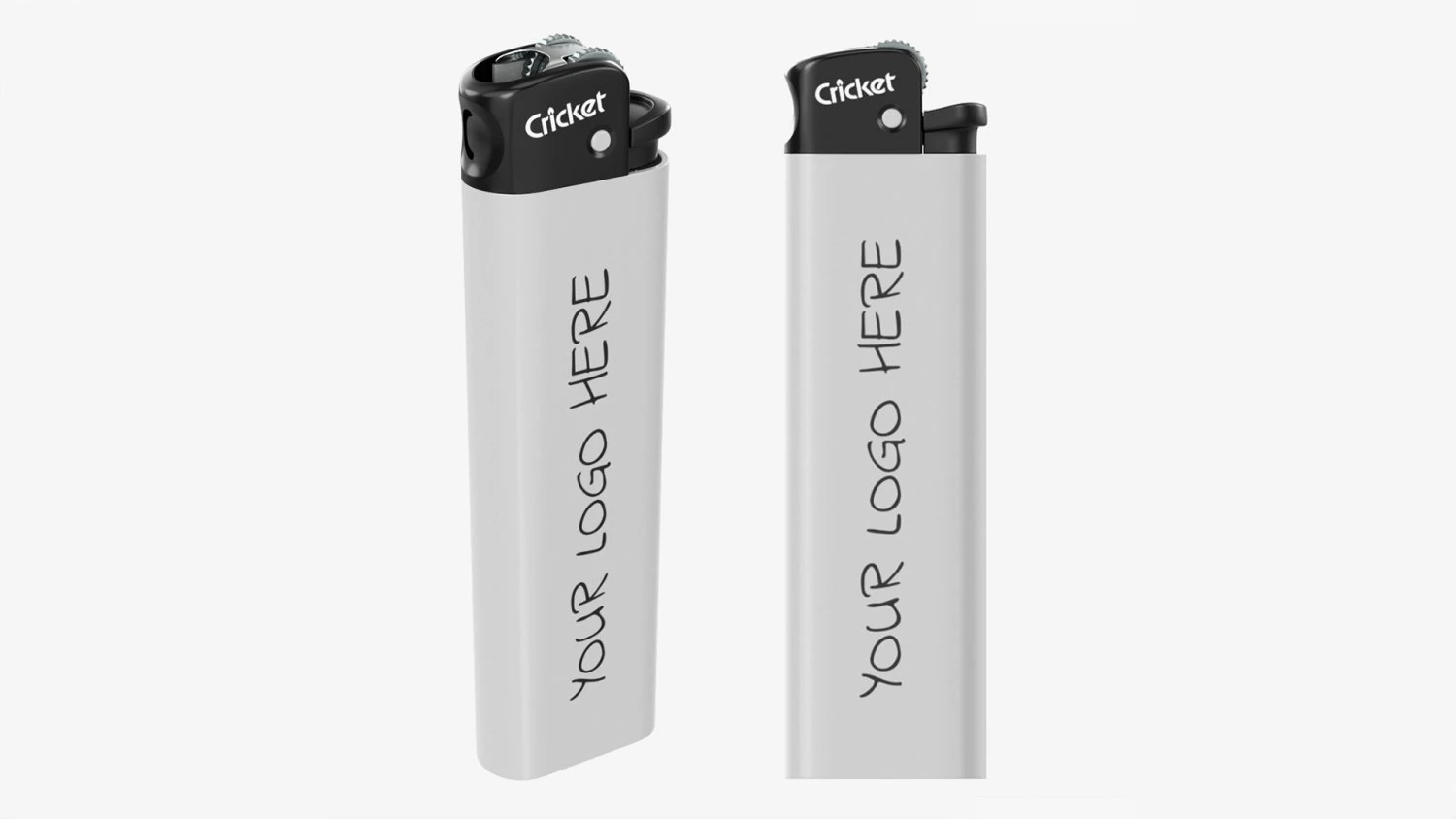 Cricket Flint Pocket Lighter 02 White Mockup 3D Model .c4d .max .obj .3ds .fbx .stl .blend 