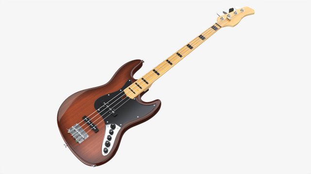 Electric 4-String Bass Guitar 01 Modello 3D .c4d .max .obj .3ds .fbx .stl .blend 